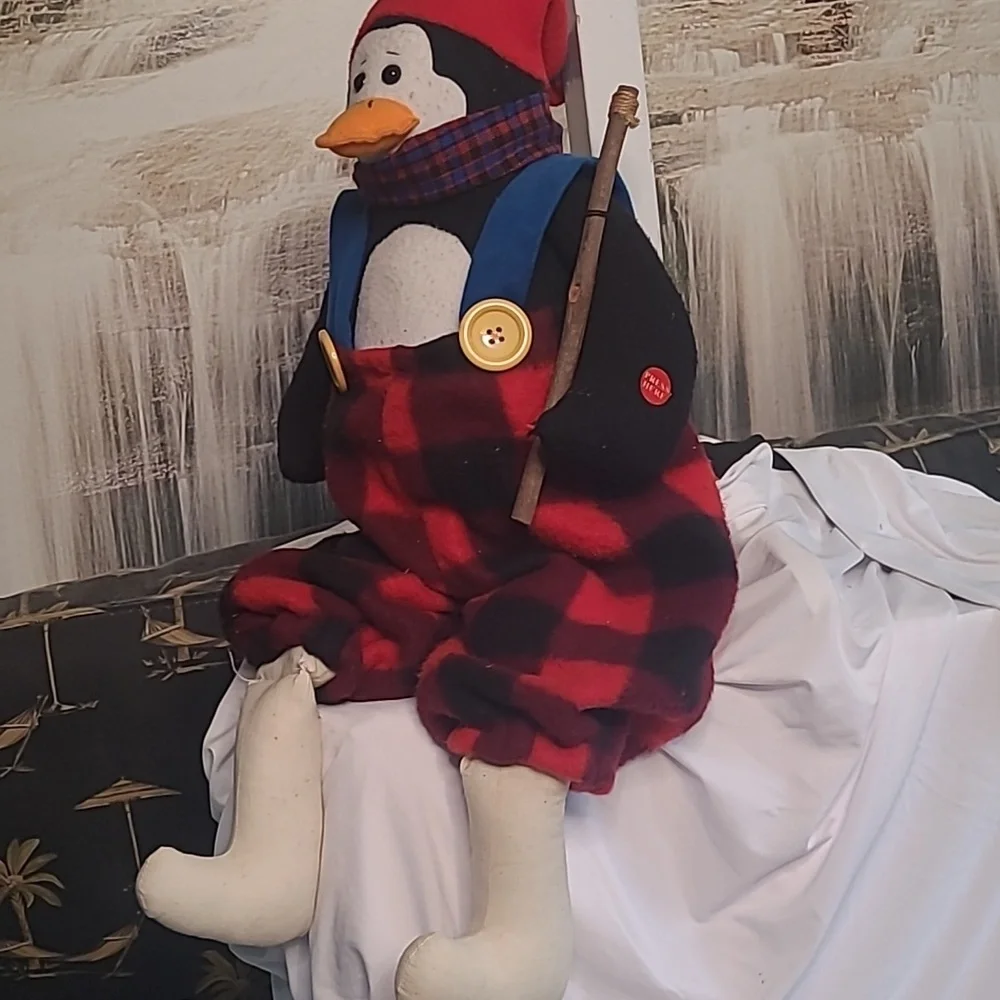 Tender Hearted Collectibles Winter plaid penguin plush holiday decoration